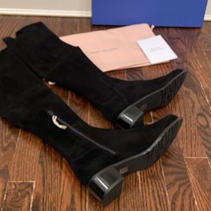 New in Box STUART WEITZMAN OVER KNEE  ALLSERVE BLACK SUEDE BOOTS - 9